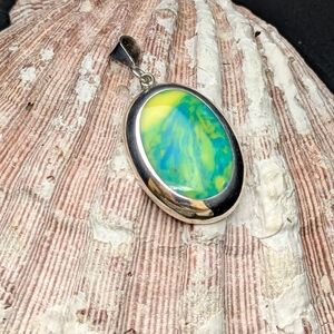 Mexican .925 Silver Pendant with Retro Colorful Bezel Setting